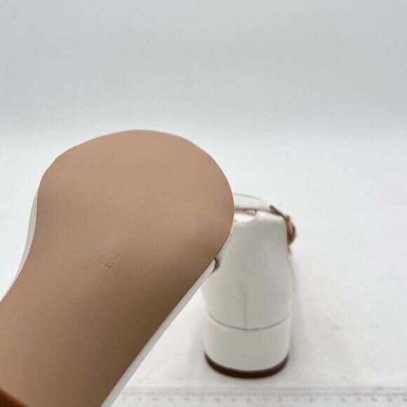 XYD White Heels for Women, Open Toe, Ankle Strap, Buckled Low Chunky Block Pumps - Picture 5 of 7